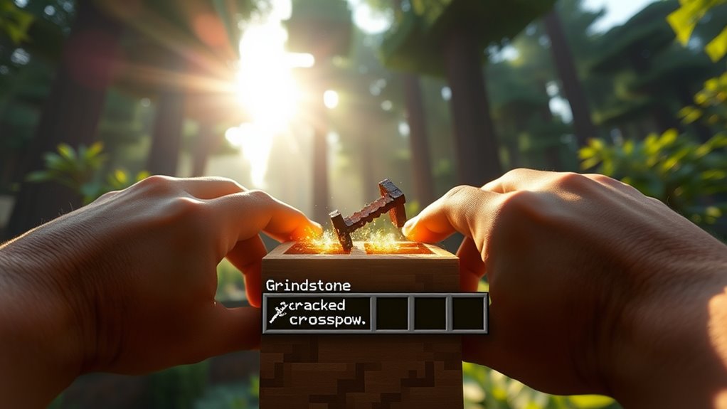 repair crossbow with grindstone